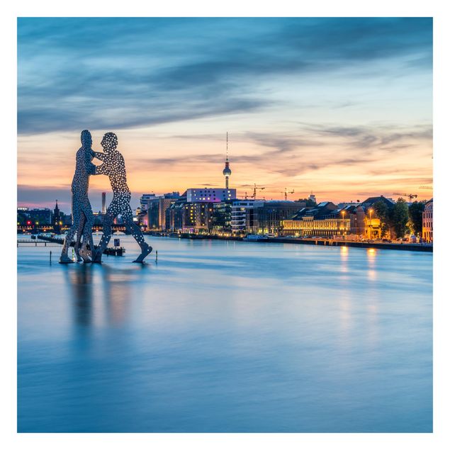 Fototapete blau Berlin Skyline mit Molecule Man