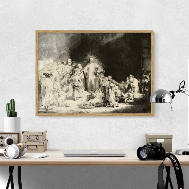 Kunstdruck Bilder mit Rahmen Rembrandt van Rijn - Christus heilt die Kranken