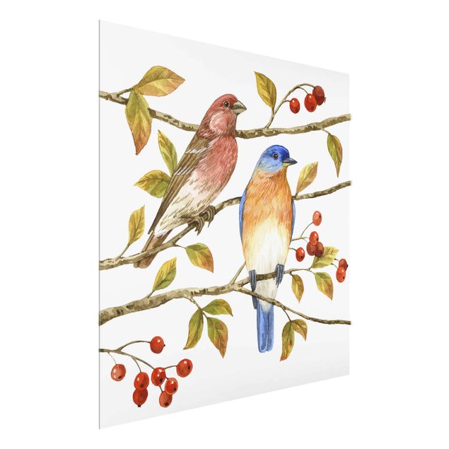 Schöne Wandbilder Vögel und Beeren - Hüttensänger
