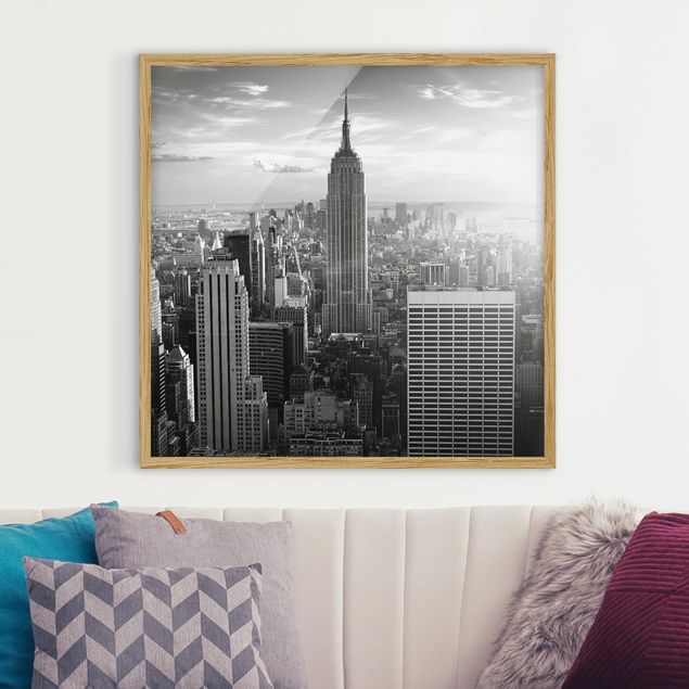 Schwarz-Weiß Bilder mit Rahmen Manhattan Skyline
