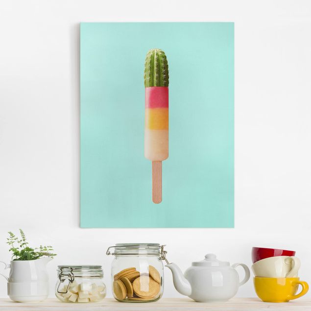 Kunstdrucke auf Leinwand Eis mit Kaktus