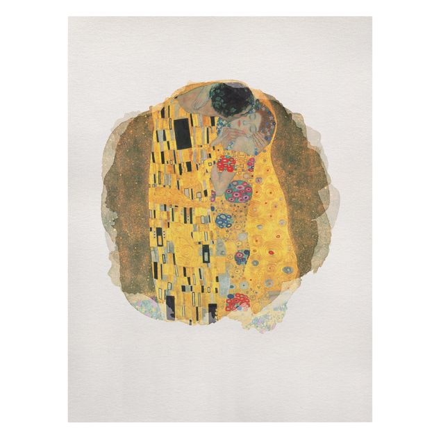 Leinwandbilder Wohnzimmer modern Wasserfarben - Gustav Klimt - Der Kuss