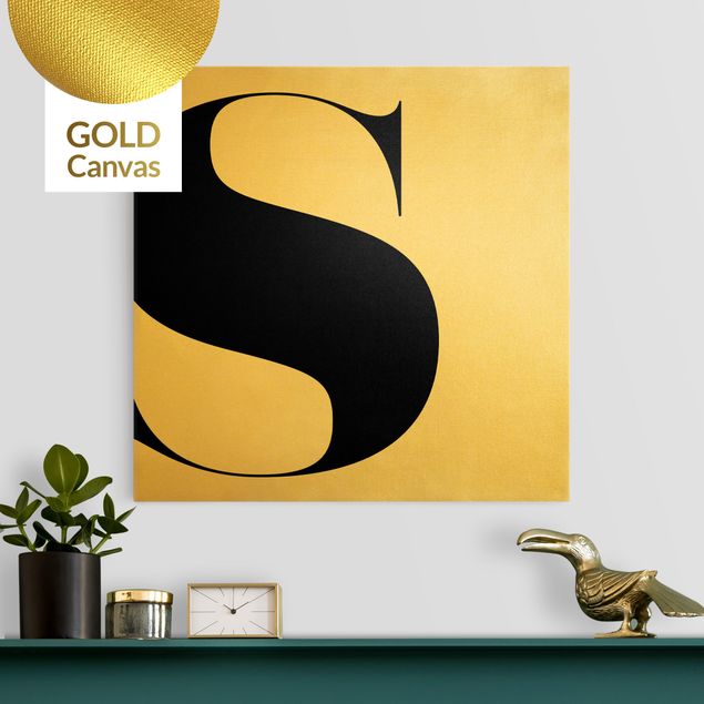 Leinwandbild Gold - Antiqua Letter S - Quadrat 1:1