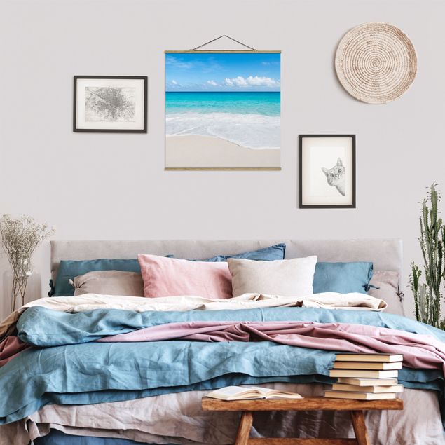Stoffbilder mit Holzleisten Blaue Welle