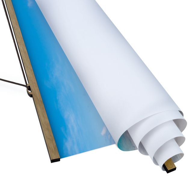 Stoffbild mit Posterleisten - Blaue Welle - Quadrat 1:1