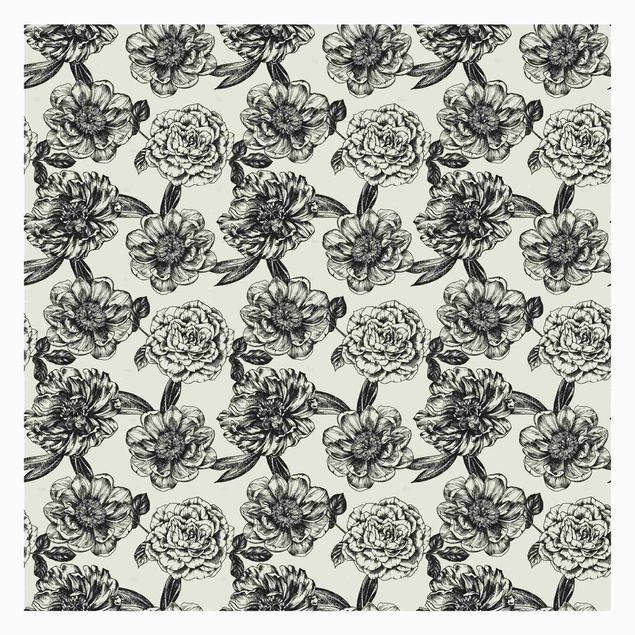 Graue Tapeten Blütennetz mit Rosen
