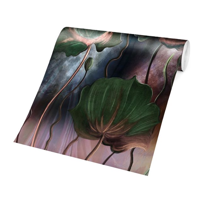 Wandtapete Design Blumen in mystischen Farben