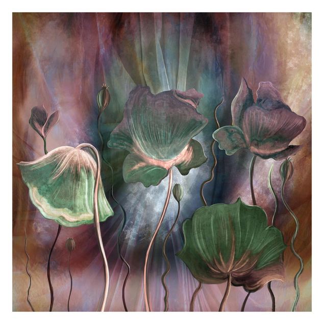 Schöne Fototapete Blumen in mystischen Farben