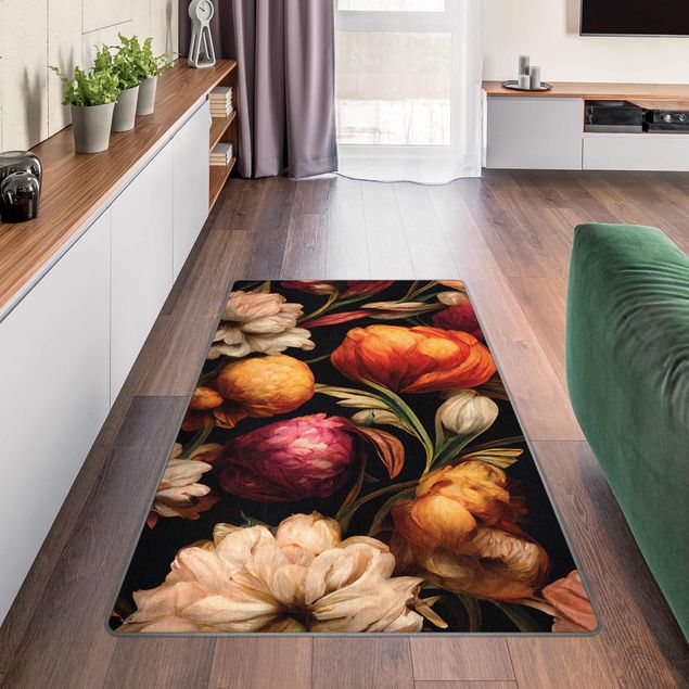Teppiche Blumenbild in warmen Farben