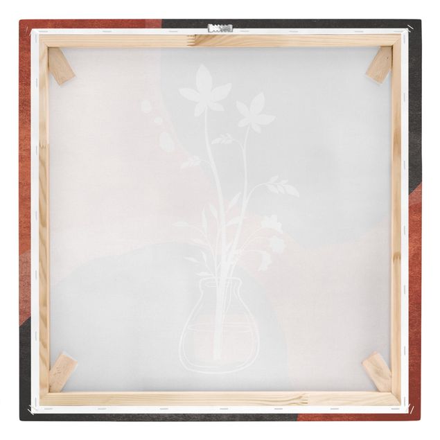 Leinwandbild - Boho Blumen in Vase - Quadrat 1:1