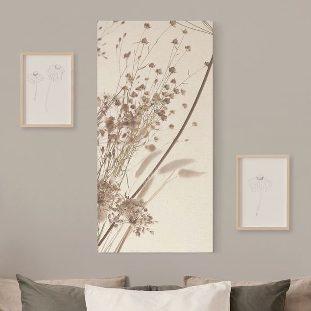 Leinwandbilder Gräser Bouquet aus Ziergras und Blüten