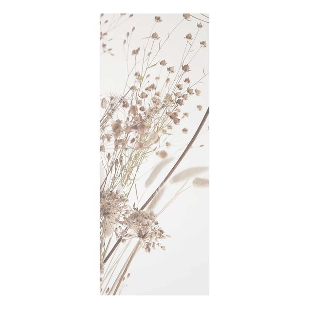 Glasbilder Bouquet aus Ziergras und Blüten