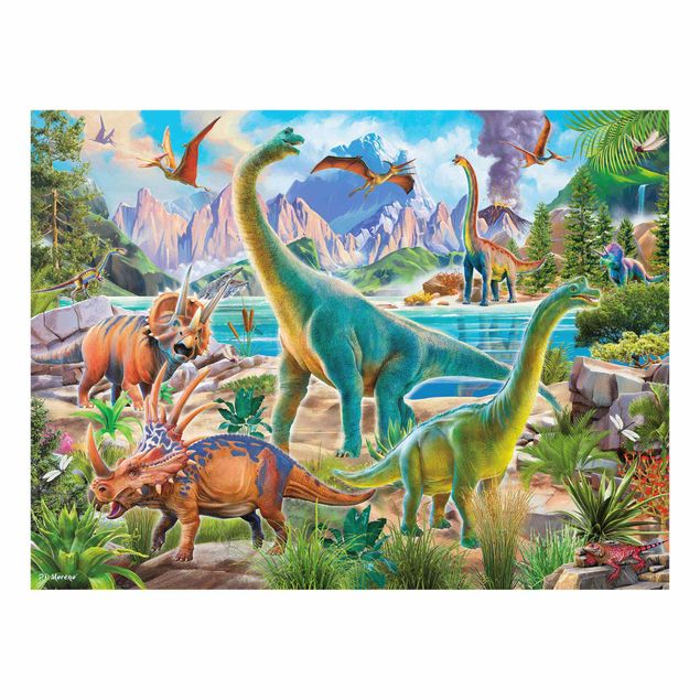 Glasbilder Brachiosaurus und Tricaterops