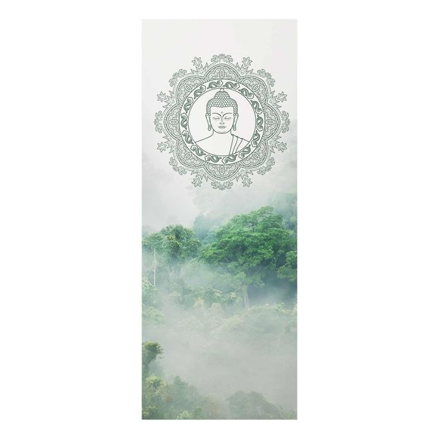 Bilder auf Glas Buddha Mandala im Nebel