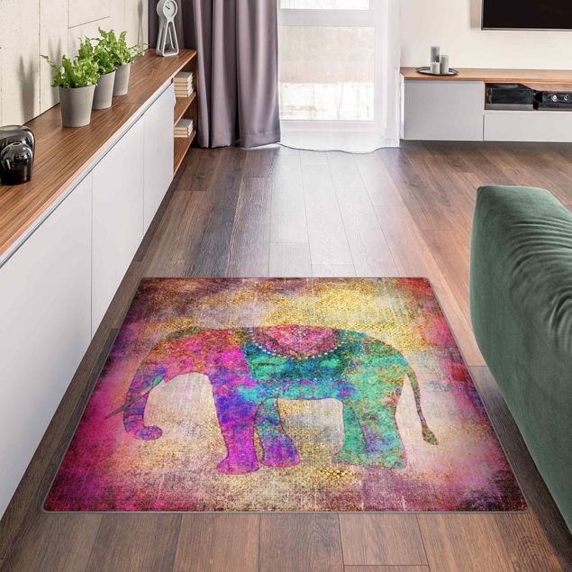 Teppiche Bunte Collage - Indischer Elefant