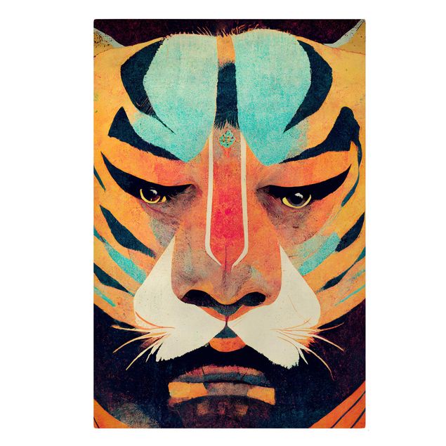 Wandbilder Tiere Bunte Tiger Illustration