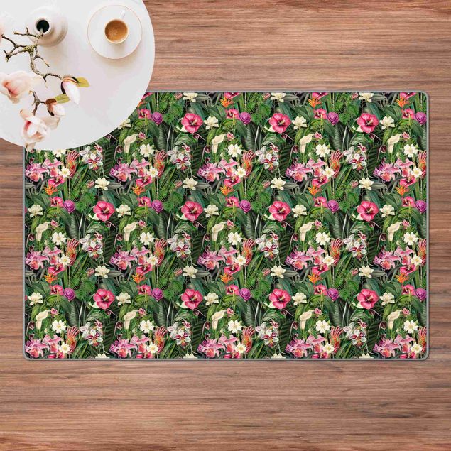 Teppich Blumen Bunte tropische Blumen Collage