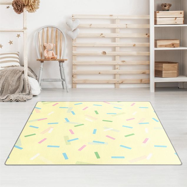 Teppiche groß Buntes Konfetti aus Pastellstreifen