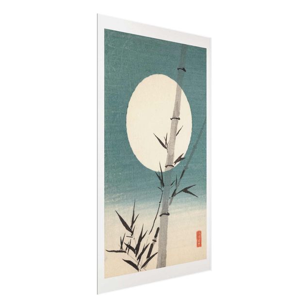 Bilder für die Wand Japanische Zeichnung Bambus und Mond
