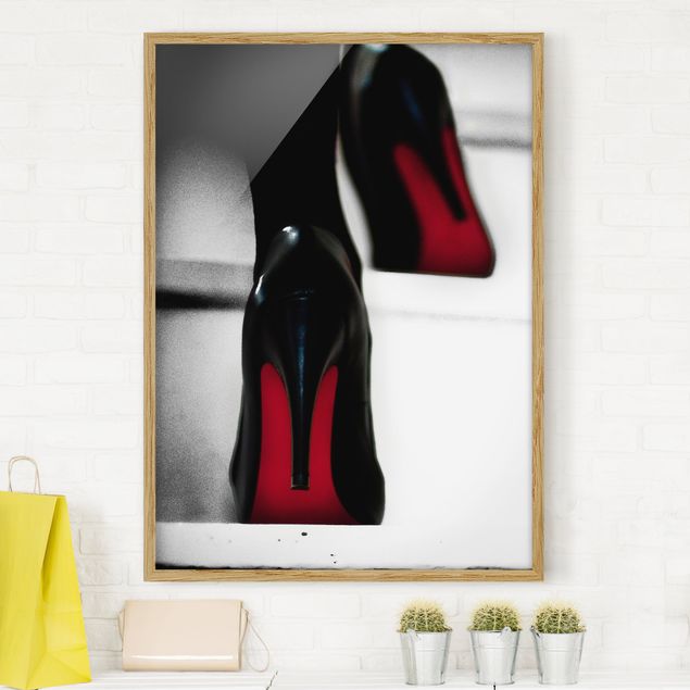 Schwarz-Weiß Bilder mit Rahmen High Heels in Rot