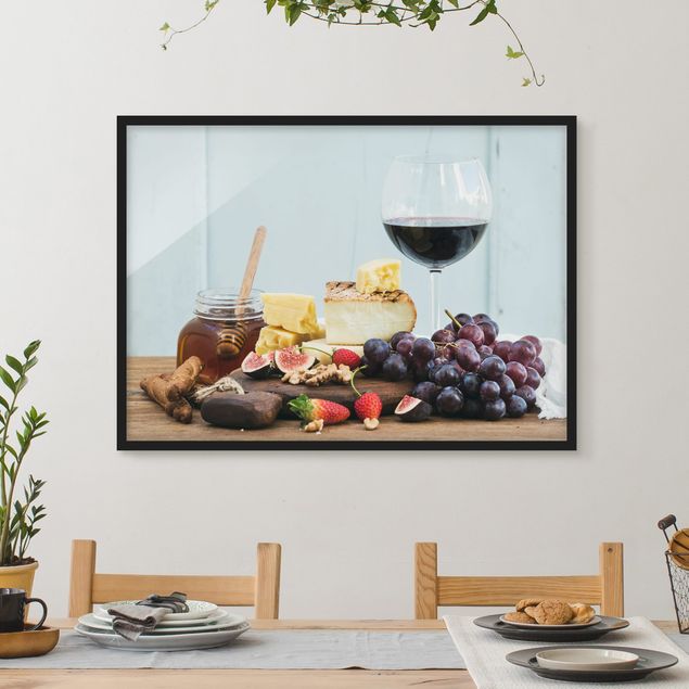 Bilder mit Rahmen Käse und Wein