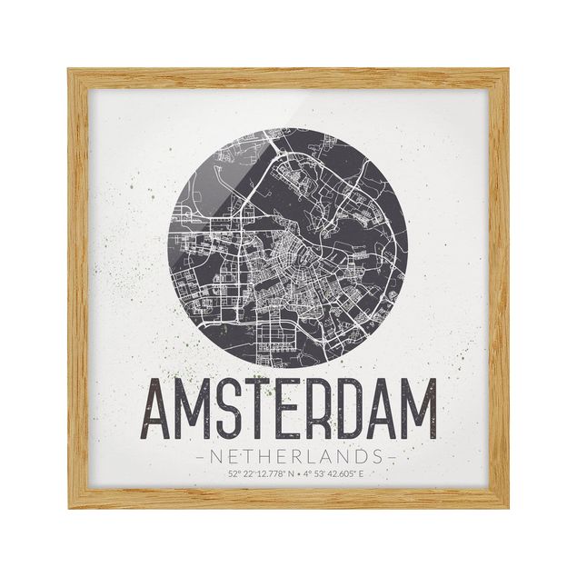Schöne Wandbilder Stadtplan Amsterdam - Retro