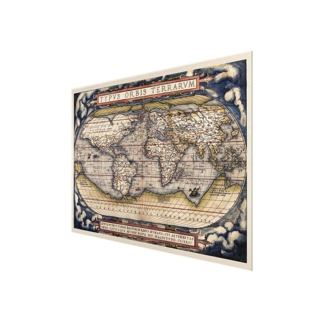 Glasbild - Historische Weltkarte Typus Orbis Terrarum - Querformat 3:4