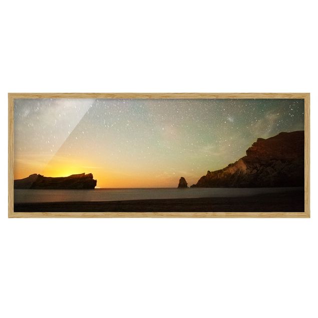 Bild mit Rahmen - Sternenhimmel über dem Meer - Panorama Querformat