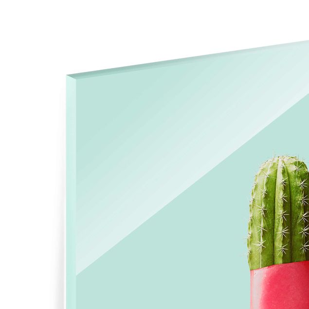 Glasbild - Jonas Loose - Eis mit Kaktus - Hochformat 3:2