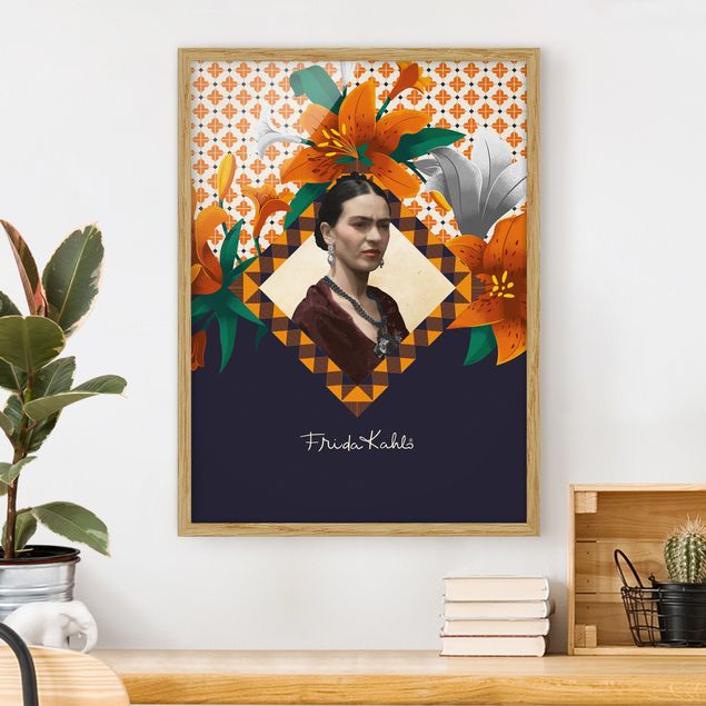 Gerahmte Kunstdrucke Frida Kahlo - Lilien