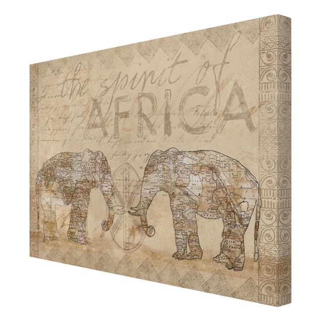 Tierbilder auf Leinwand Vintage Collage - Spirit of Africa