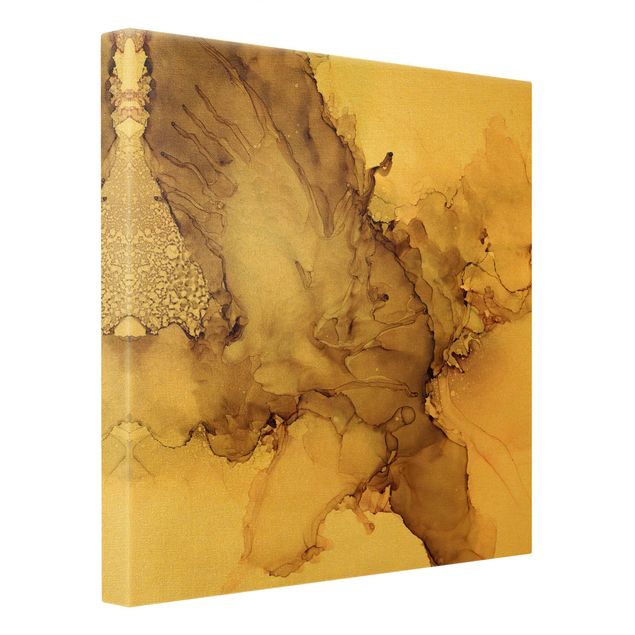 Leinwandbild Gold - Goldbraune Explosion II - Quadrat 1:1