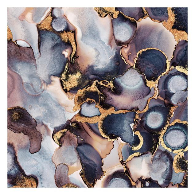 Fototapete abstrakt Marmor Aquarell mit Gold