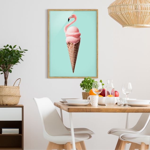 Bilder mit Rahmen Eis mit Flamingo