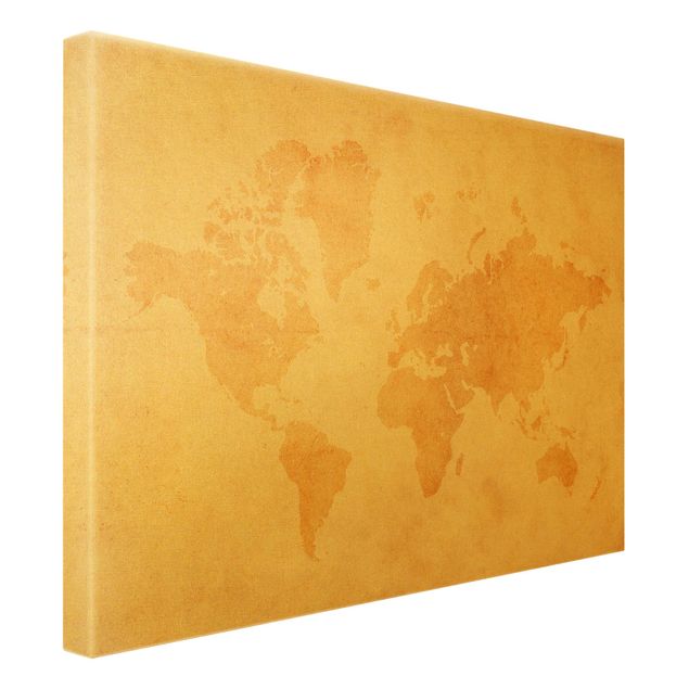 Leinwandbild Gold - Vintage Weltkarte - Querformat 4:3