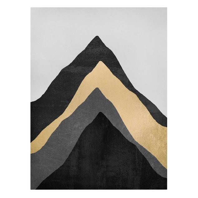 Abstrakte Leinwandbilder Goldener Berg Schwarz Weiß