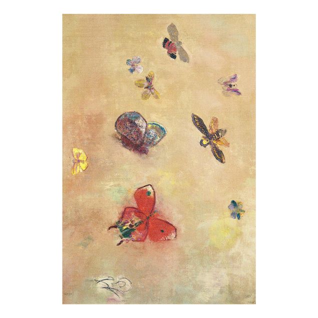 Glasbild - Odilon Redon - Bunte Schmetterlinge - Hochformat 3:2