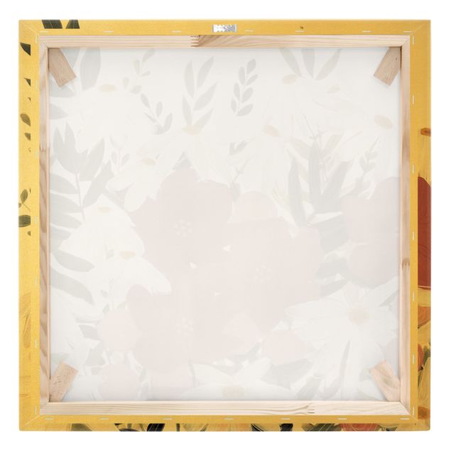 Leinwandbild Gold - Blumenvielfalt in Rosa und Weiß II - Quadrat 1:1