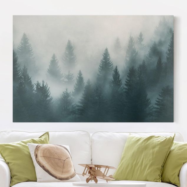 Leinwandbild Kunst-Druck 120x60 Bilder Landschaften Nebel im Wald 