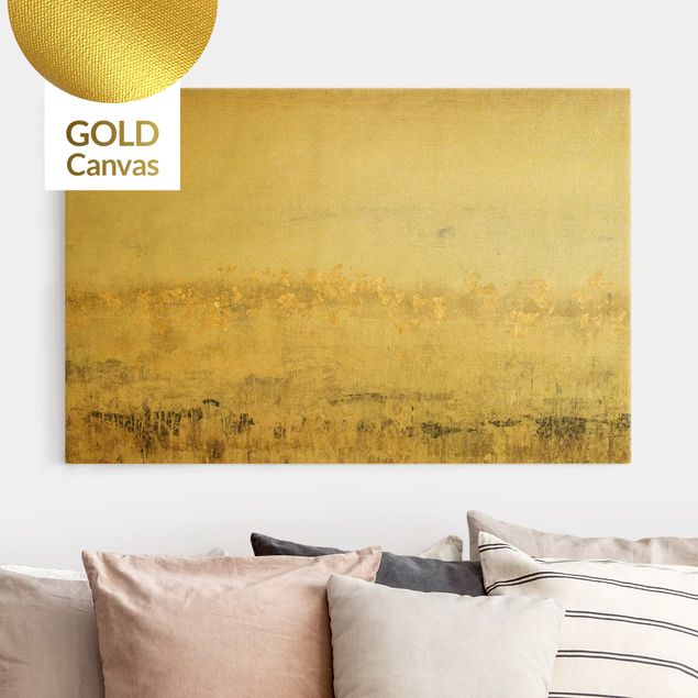 Leinwandbild Gold - Goldene Farbfelder II - Querformat 3:2