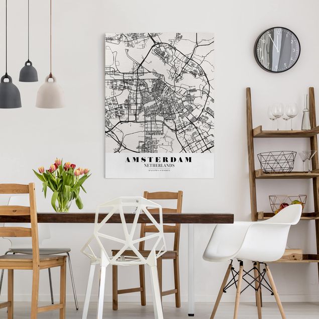 Leinwand Sprüche Stadtplan Amsterdam - Klassik