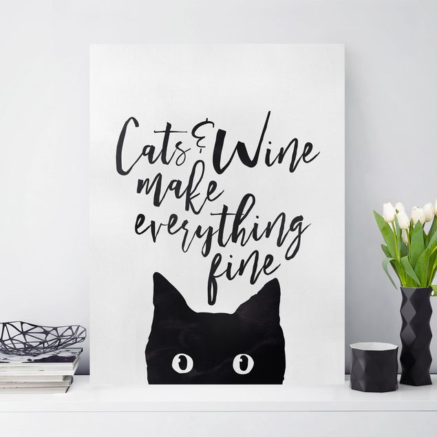 Wandbilder XXL Cats and Wine make everything fine