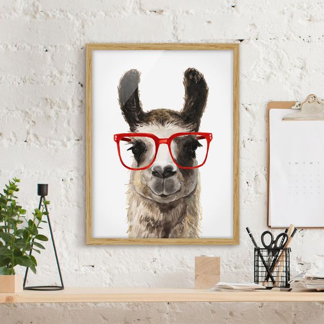Schöne Wandbilder Hippes Lama mit Brille II