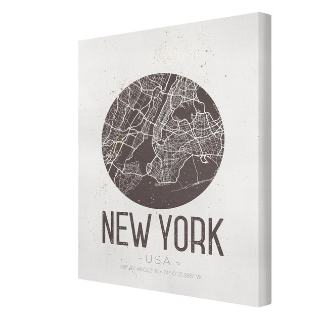 Wandbilder Stadtplan New York - Retro