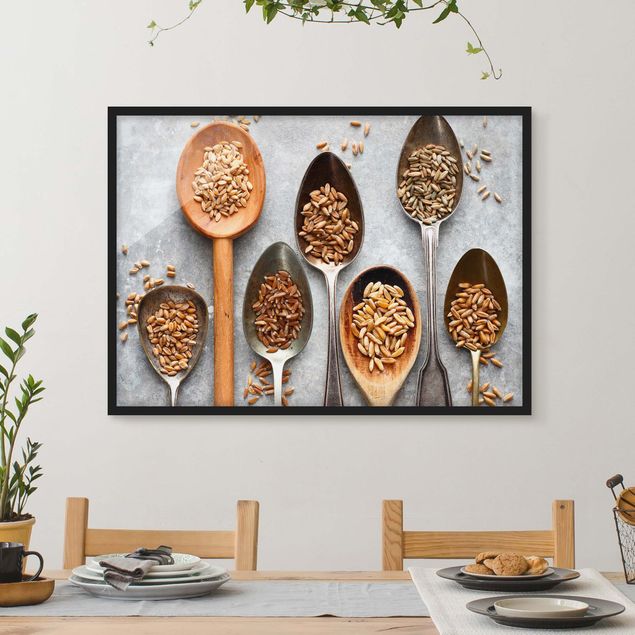 Schöne Wandbilder Getreidekörner Löffel