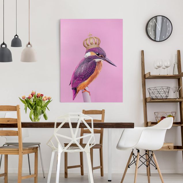 Leinwandbilder Vögel Rosa Eisvogel mit Krone