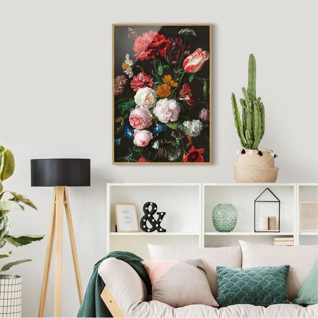 Bilder mit Rahmen Blumen Jan Davidsz de Heem - Stillleben mit Blumen in einer Glasvase