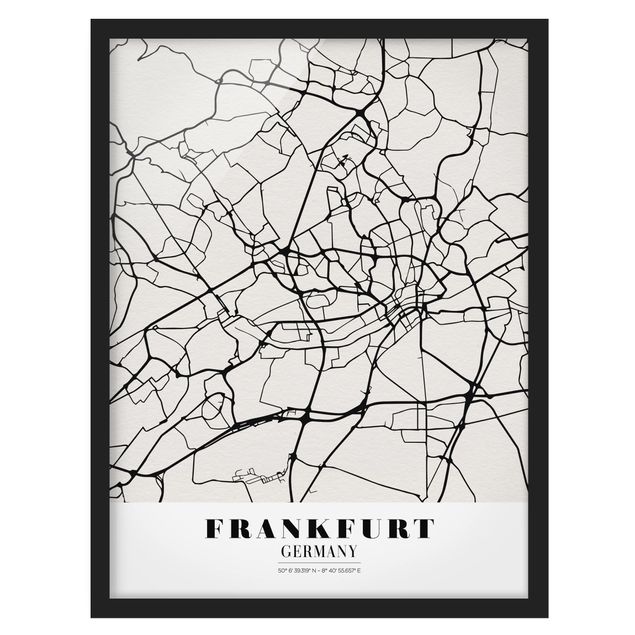 Schöne Wandbilder Stadtplan Frankfurt - Klassik