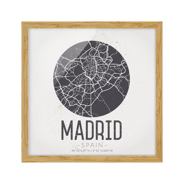 Bilder für die Wand Stadtplan Madrid - Retro