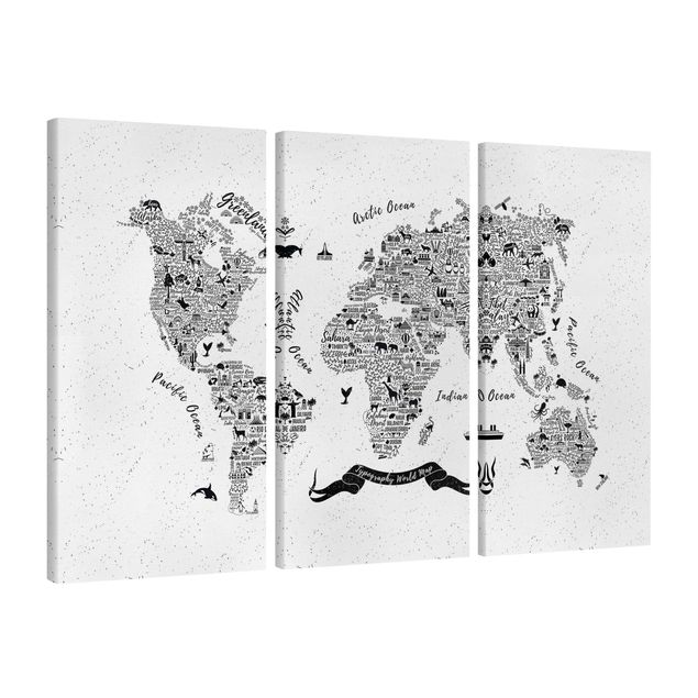 Leinwandbilder Tier Typografie Weltkarte weiß